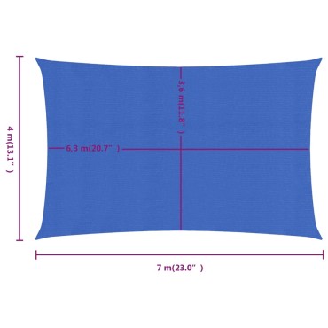 vidaXL Πανί Σκίασης Μπλε Ορθογώνιο 4 x 7 μ. από HDPE 160 γρ/μ²