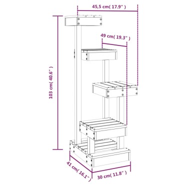 vidaXL Γατόδεντρο Καφέ Κεριού 45,5x49x103 εκ. από Μασίφ Ξύλο Πεύκου