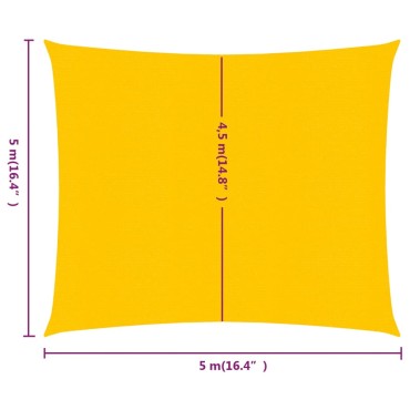 vidaXL Πανί Σκίασης Τετράγωνο Κίτρινο 5x5 μ. από HDPE 160 γρ./μ²