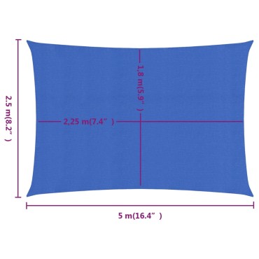 vidaXL Πανί Σκίασης Μπλε Ορθογώνιο 2,5x5 μ. από HDPE 160 γρ/μ²