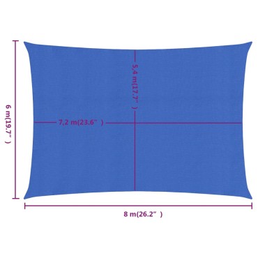 vidaXL Πανί Σκίασης Μπλε Ορθογώνιο 6x8 μ. από HDPE 160 γρ/μ²