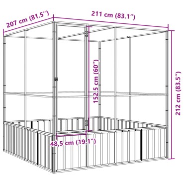 vidaXL Κλουβί Ασημένιο 211x207x212 εκ. Ατσάλινο