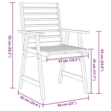 vidaXL Σετ Τραπεζαρίας Κήπου 6 τεμ. από Μασίφ Ξύλο Ακακίας 110x75cm