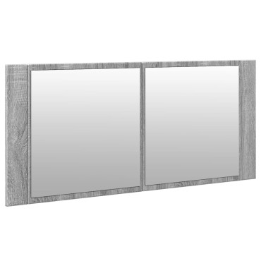 vidaXL Ντουλάπι Μπάνιου με Καθρέφτη / LED Γκρι Sonoma 100x12x45cm 1 τεμ.