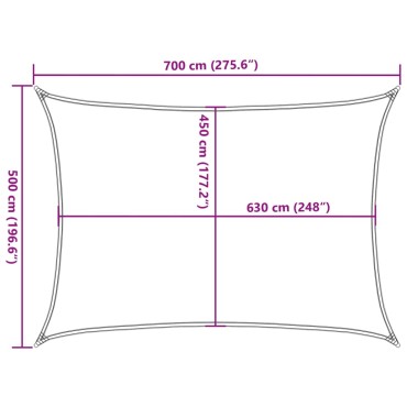 vidaXL Πανί Σκίασης Ορθογώνιο Κίτρινο 5x7 μ. HDPE 160 γρ./μ²