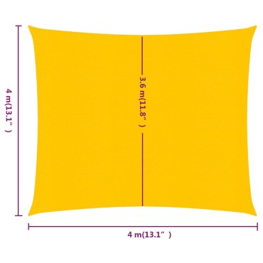 vidaXL Πανί Σκίασης Τετράγωνο Κίτρινο 4x4 μ. από HDPE 160 γρ./μ²