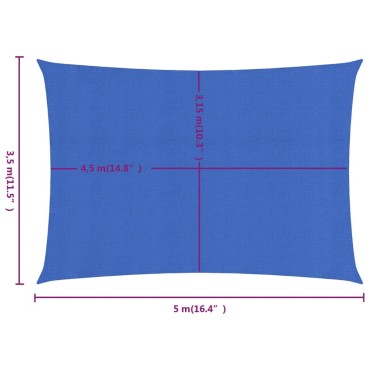 vidaXL Πανί Σκίασης Ορθογώνιο Μπλε 3,5x5 μ. HDPE 160 γρ./μ²