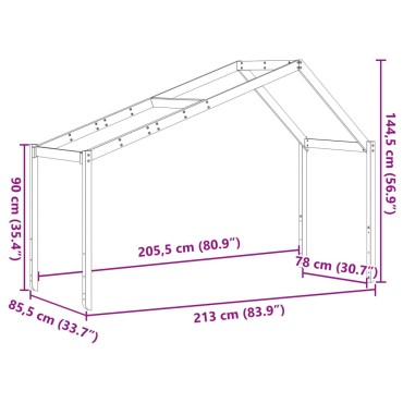 vidaXL Οροφή Κρεβατιού Παιδική 213x85,5x144,5 εκ. Μασίφ Ξύλο Πεύκου