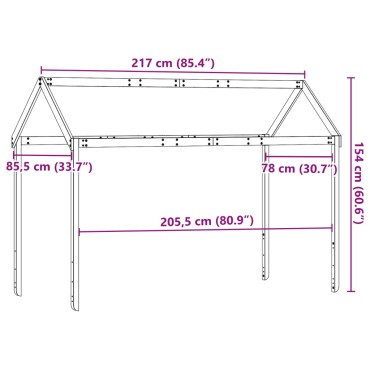 vidaXL Οροφή Κρεβατιού Παιδική Καφέ 217x85,5x154 εκ. Μασίφ Ξύλο Πεύκου