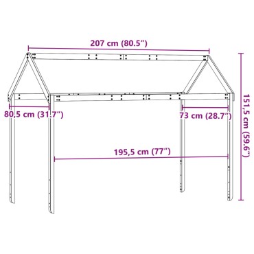 vidaXL Οροφή Κρεβατιού Παιδική Λευκό 207x80,5x151,5 εκ. Ξύλο Πεύκου