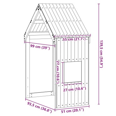 vidaXL Οροφή Κρεβατιού Παιδική 55x99x139,5 εκ. από Μασίφ Ξύλο Πεύκου