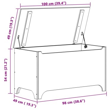 vidaXL Κουτί Αποθήκευσης με Καπάκι RANA Λευκό 100x49x54cm Μασίφ Πεύκο 1 τεμ.