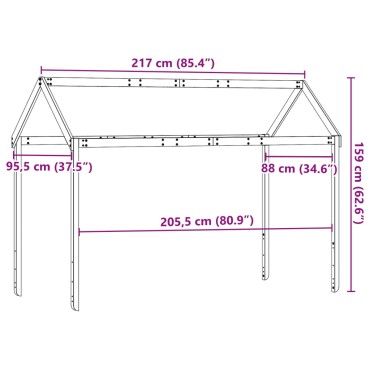 vidaXL Οροφή Κρεβατιού Παιδική 217x95,5x159 εκ. από Μασίφ Ξύλο Πεύκου