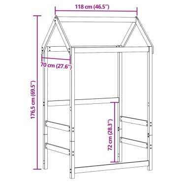 vidaXL Οροφή Κρεβατιού Παιδική 118x70x176,5 εκ. Μασίφ Ξύλο Πεύκου