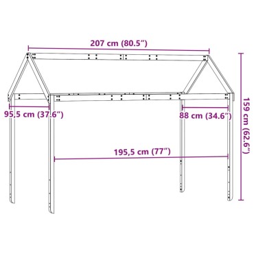 vidaXL Οροφή Κρεβατιού Παιδική 207x95,5x159 εκ. από Μασίφ Ξύλο Πεύκου