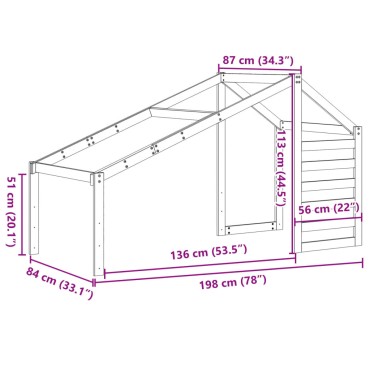 vidaXL Οροφή Κρεβατιού Παιδική Λευκό 198x87x113 εκ. Μασίφ Ξύλο Πεύκου