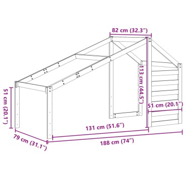 vidaXL Οροφή Κρεβατιού Παιδική Λευκό 188x82x113 εκ. Μασίφ Ξύλο Πεύκου