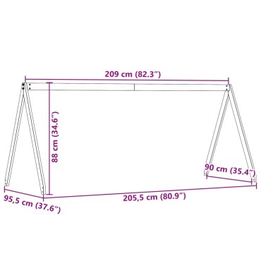 vidaXL Οροφή Κρεβατιού Παιδική 209x95,5x88 εκ. από Μασίφ Ξύλο Πεύκου