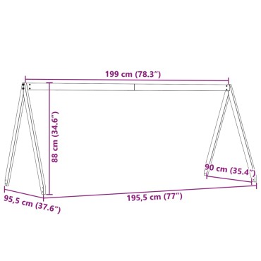 vidaXL Οροφή Κρεβατιού Παιδική 199x95,5x88 εκ. από Μασίφ Ξύλο Πεύκου