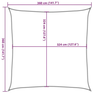 vidaXL Πανί Σκίασης Τετράγωνο Αν. Γκρι 3,6x3,6 μ. από HDPE 160 γρ./μ²