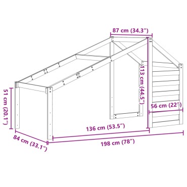 vidaXL Οροφή Κρεβατιού Παιδική 198x87x113 εκ. από Μασίφ Ξύλο Πεύκου