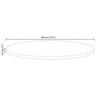 vidaXL Επιφάνεια Τραπεζιού Στρογγυλή 80x2,5cm Μασίφ Ανακυκλωμένο Ξύλο 1 τεμ.