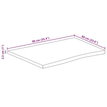 vidaXL Επιφάνεια Τραπεζιού 90x60x2,5cm Live Edge Μασίφ Ξύλο Μάνγκο 1 τεμ.