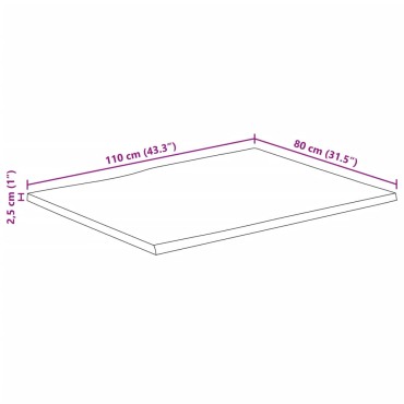 vidaXL Επιφάνεια Τραπεζιού 110x80x2,5cm Live Edge Μασίφ Ξύλο Μάνγκο 1 τεμ.