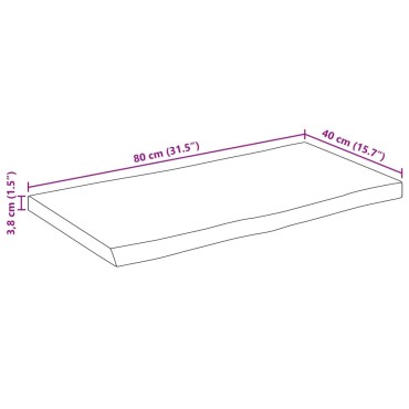 vidaXL Επιφάνεια Τραπεζιού 80x40x3,8cm Live Edge Μασίφ Ξύλο Μάνγκο 1 τεμ.