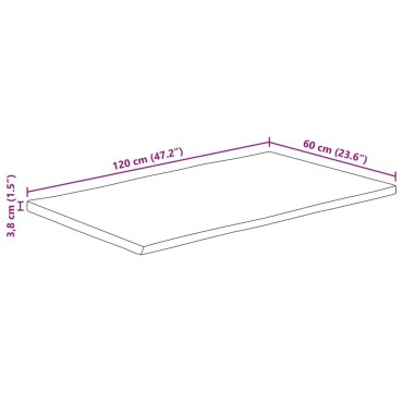 vidaXL Επιφάνεια Τραπεζιού 120x60x3,8cm Live Edge Μασίφ Ξύλο Μάνγκο 1 τεμ.