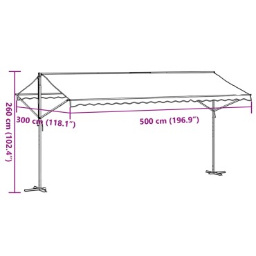 vidaXL Τέντα Μεταφερ. με Βραχίονες Μπλε/Λευκή 500x300 εκ Ύφασμα/Ατσάλι