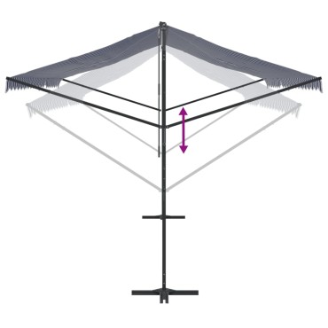 vidaXL Τέντα Μεταφερ. με Βραχίονες Μπλε/Λευκή 500x300 εκ Ύφασμα/Ατσάλι