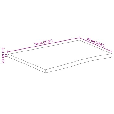 vidaXL Επιφάνεια Τραπεζιού 70x60x2,5cm Live Edge Μασίφ Ξύλο Μάνγκο 1 τεμ.