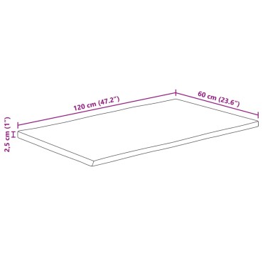 vidaXL Επιφάνεια Τραπεζιού 120x60x2,5cm Live Edge Μασίφ Ξύλο Μάνγκο 1 τεμ.