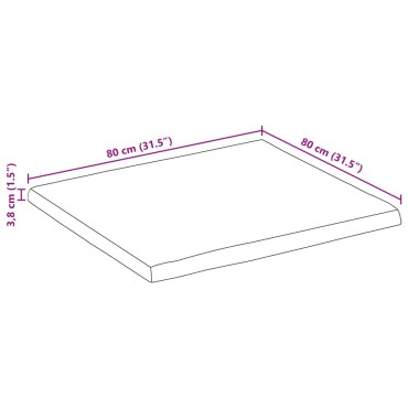 vidaXL Επιφάνεια Τραπεζιού 80x80x3,8cm Live Edge Μασίφ Ξύλο Μάνγκο 1 τεμ.