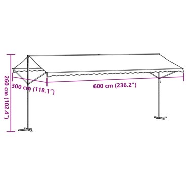 vidaXL Τέντα Μεταφερ. με Βραχίονες Μπλε/Λευκή 600x300 εκ Ύφασμα/Ατσάλι