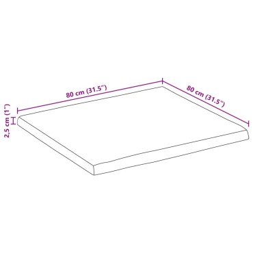 vidaXL Επιφάνεια Τραπεζιού 80x80x2,5cm Live Edge Μασίφ Ξύλο Μάνγκο 1 τεμ.