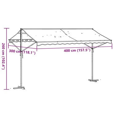 vidaXL Τέντα Μεταφερ. με Βραχίονες Μπλε/Λευκή 400x300 εκ Ύφασμα/Ατσάλι