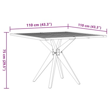 vidaXL Τραπέζι Κήπου Τετράγωνο 110x110x75cm από Μασίφ Ξύλο Ακακίας 1 τεμ.