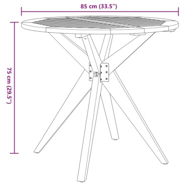 vidaXL Τραπέζι Κήπου Στρογγυλό 85x75cm από Μασίφ Ξύλο Ακακίας 1 τεμ.