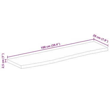 vidaXL Επιφάνεια Τραπεζιού 100x20x2,5cm Live Edge Μασίφ Ξύλο Μάνγκο 1 τεμ.