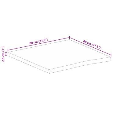 vidaXL Επιφάνεια Τραπεζιού 80x80x2,5cm Live Edge Μασίφ Ξύλο Μάνγκο 1 τεμ.