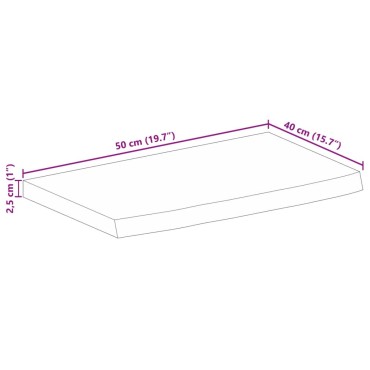 vidaXL Επιφάνεια Τραπεζιού 50x40x2,5cm Live Edge Μασίφ Ξύλο Μάνγκο 1 τεμ.