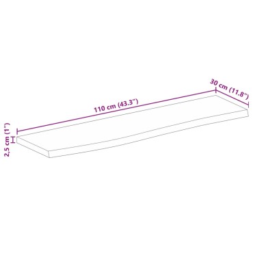 vidaXL Επιφάνεια Τραπεζιού 110x30x2,5cm Live Edge Μασίφ Ξύλο Μάνγκο 1 τεμ.