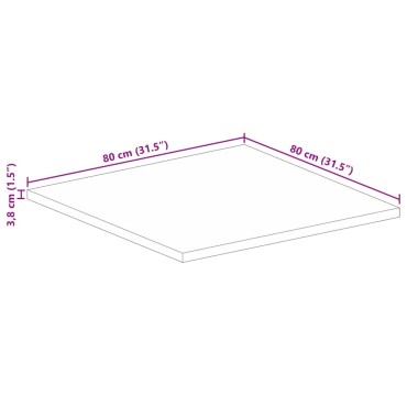 vidaXL Επιφάνεια Τραπεζιού Τετράγωνη 80x80x3,8cm Μασίφ Ξύλο Μάνγκο 1 τεμ.