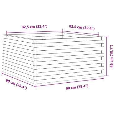 vidaXL Ζαρντινιέρα Κήπου Λευκή 90x90x46 εκ. από Μασίφ Ξύλο Πεύκου