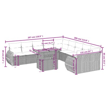 vidaXL Σαλόνι Κήπου Σετ 11 τεμ. Μπεζ Συνθετικό Ρατάν με Μαξιλάρια 55x55cm