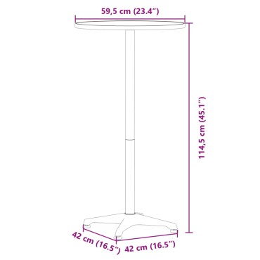 vidaXL Τραπέζι Μπαρ Εξ. Χώρου Ρυθμ. Ύψος 59,5x70/114,5cm Αλουμινίου 1 τεμ.