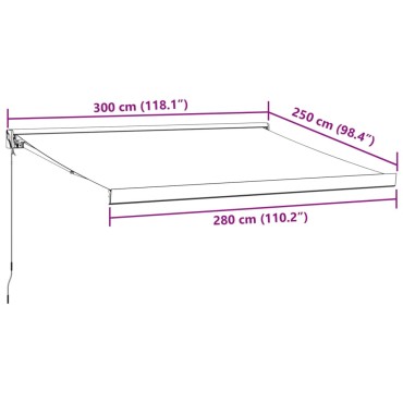 vidaXL Τέντα Πτυσσόμενη Ανθρακί / Λευκή 3 x 2,5 μ. Ύφασμα / Αλουμίνιο