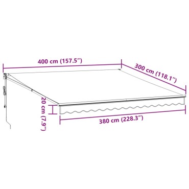 vidaXL Τέντα Πτυσσόμενη Ανθρακί και Λευκή 4x3 μ. Ύφασμα και Αλουμίνιο